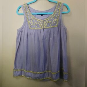 French Connection Women's Size 12 Sleeveless Beaded Purple Pesant Top